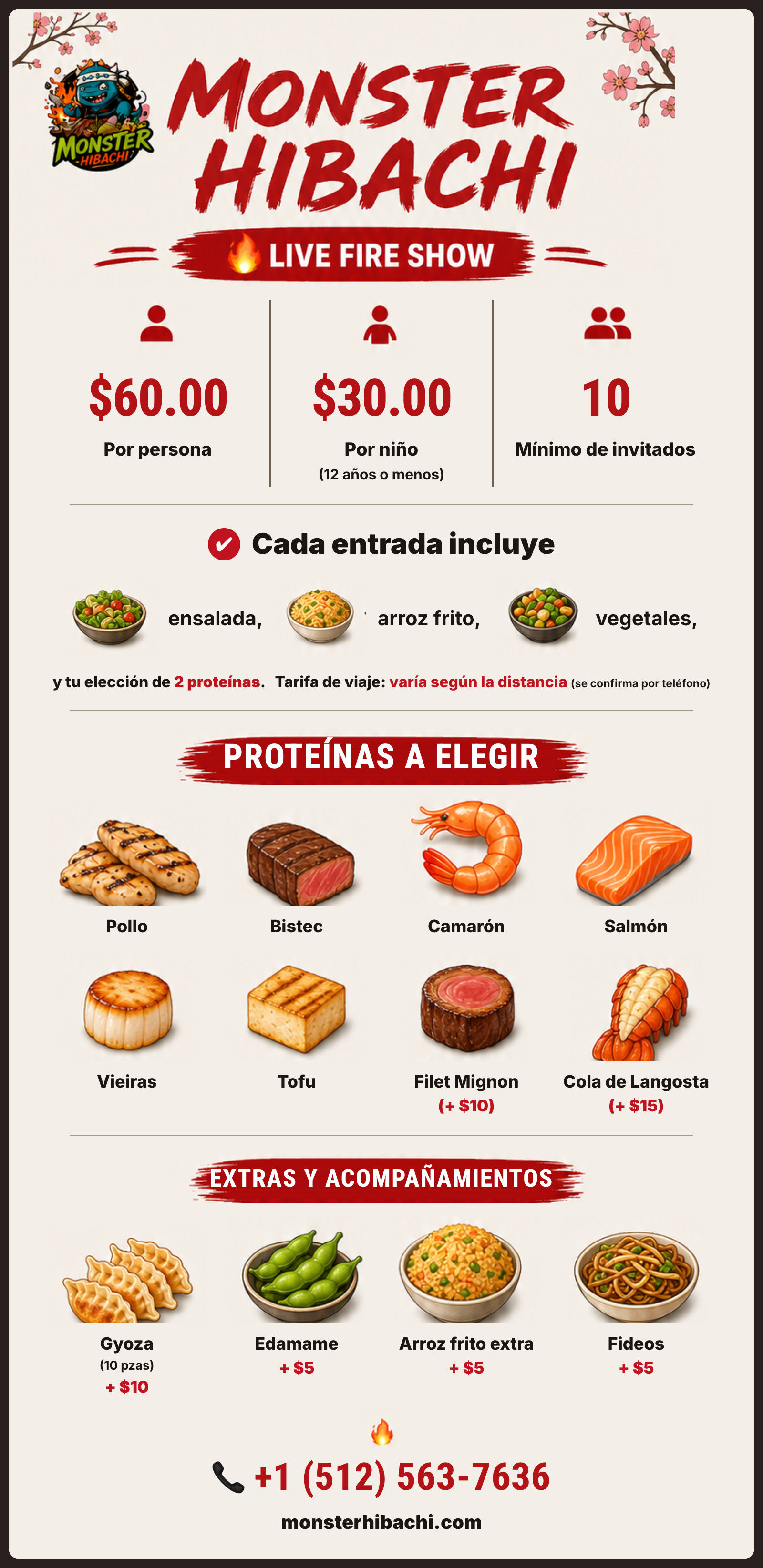 Monster Hibachi menu
